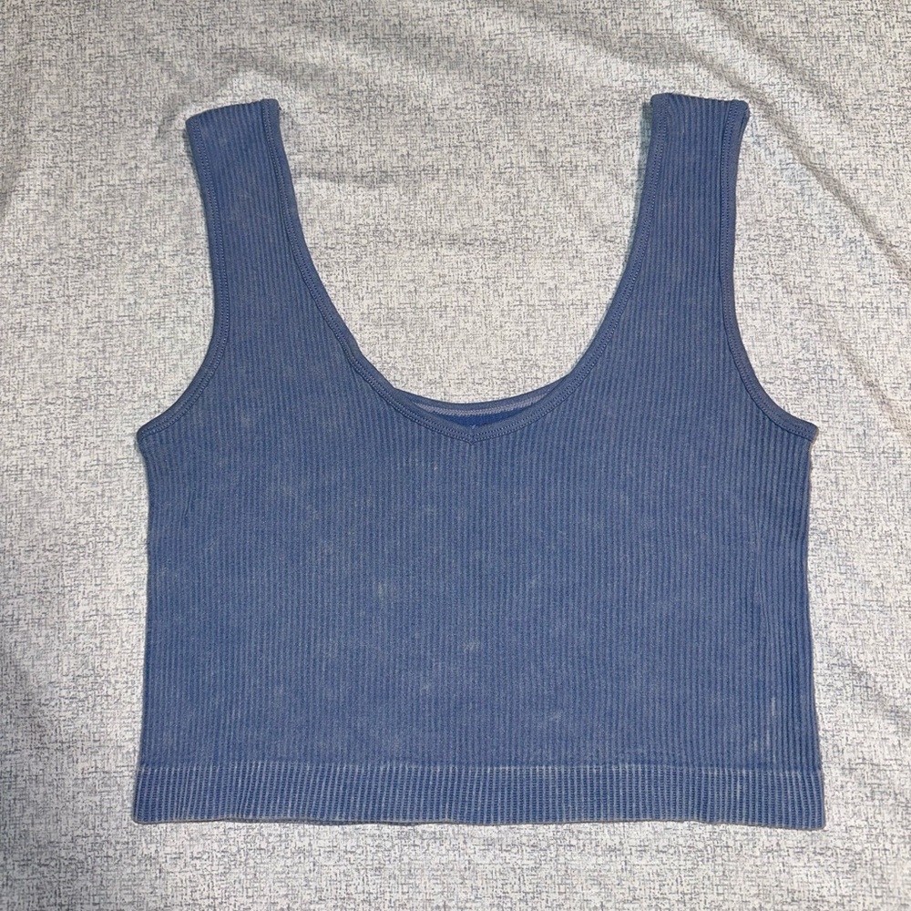 light blue cropped tank top